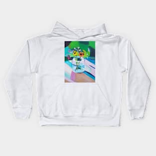 Daisies in a glass vase Kids Hoodie